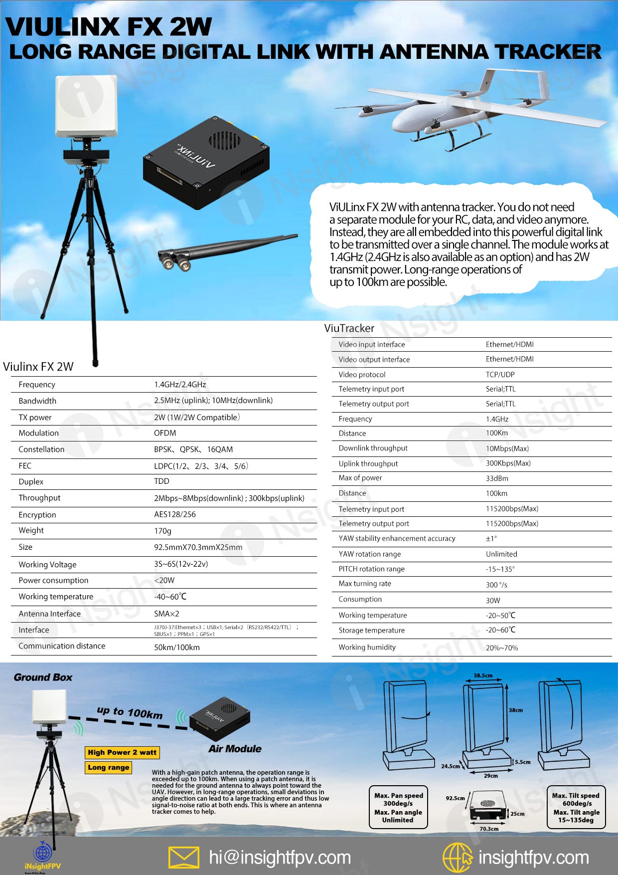 ViULinx FX 2W Long Range Digital Link with Antenna Tracker