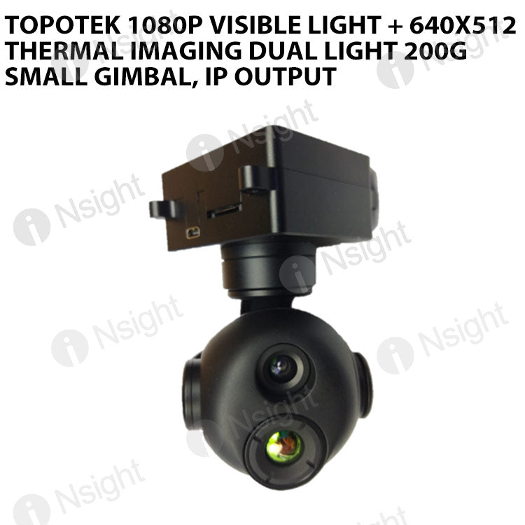 Topotek 1080P visible light + 640x512 thermal imaging dual light 200g small gimbal, IP output