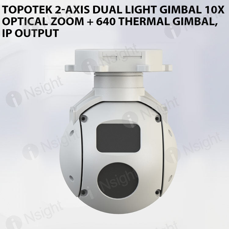 Topotek 2-Axis Dual light gimbal 10X Optical zoom + 640 Thermal gimbal, IP output