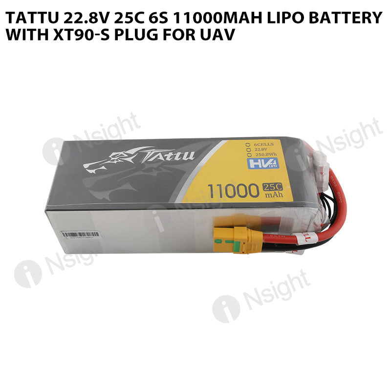 Tattu 6S 11000mAh 22.8V 25C Lipo Battery With XT90-S Plug For UAV