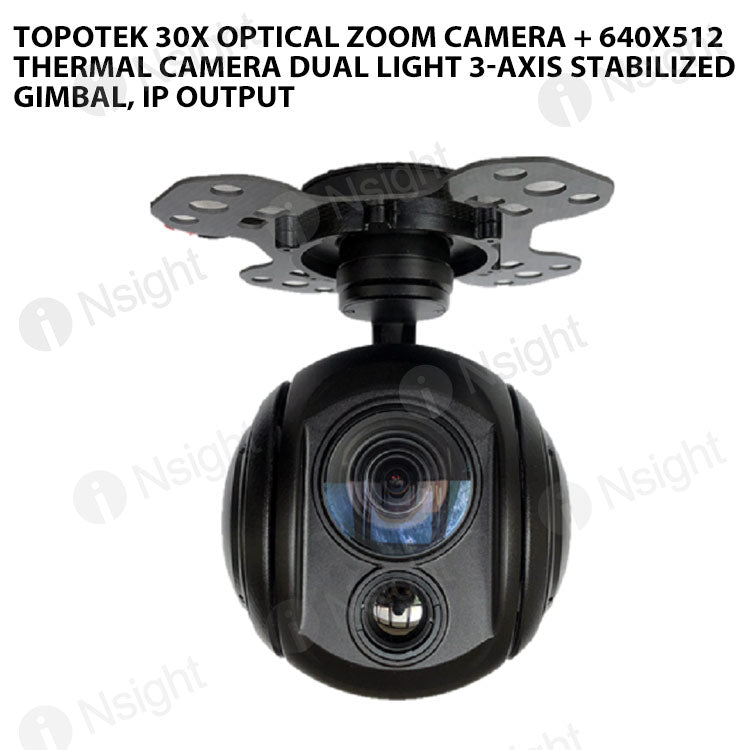 Topotek 30x Optical zoom camera + 640x512 thermal camera Dual light 3-Axis Stabilized Gimbal, IP output