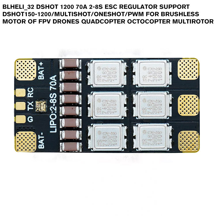 BLHeli_32 DSHOT 1200 70A 2-8S ESC Regulator Support DShot150-1200/MultiShot/OneShot/PWM For Brushless Motor Of FPV Drones Quadcopter Octocopter Multirotor