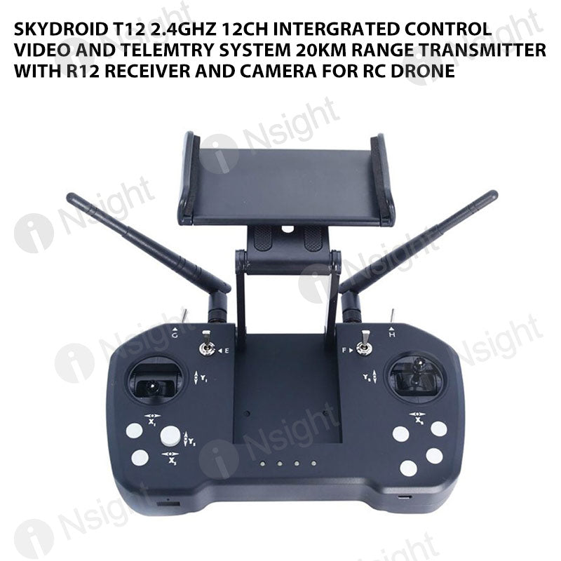 Skydroid T12 2.4GHz 12CH Intergrated Control Video and Telemtry System 20km Range Transmitter with R12 Receiver and Camera for RC Drone