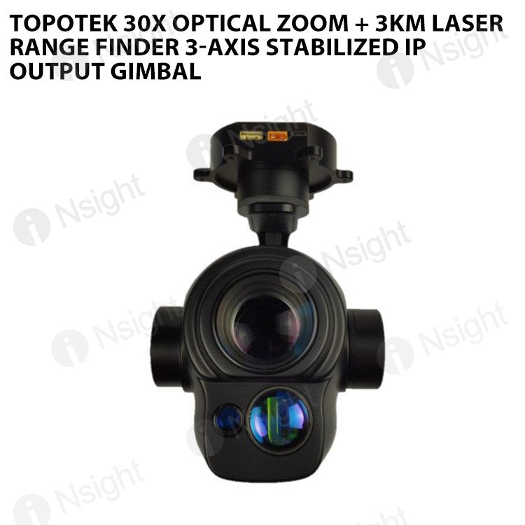Topotek 30x optical zoom + 3km laser range finder 3-axis stabilized IP output gimbal