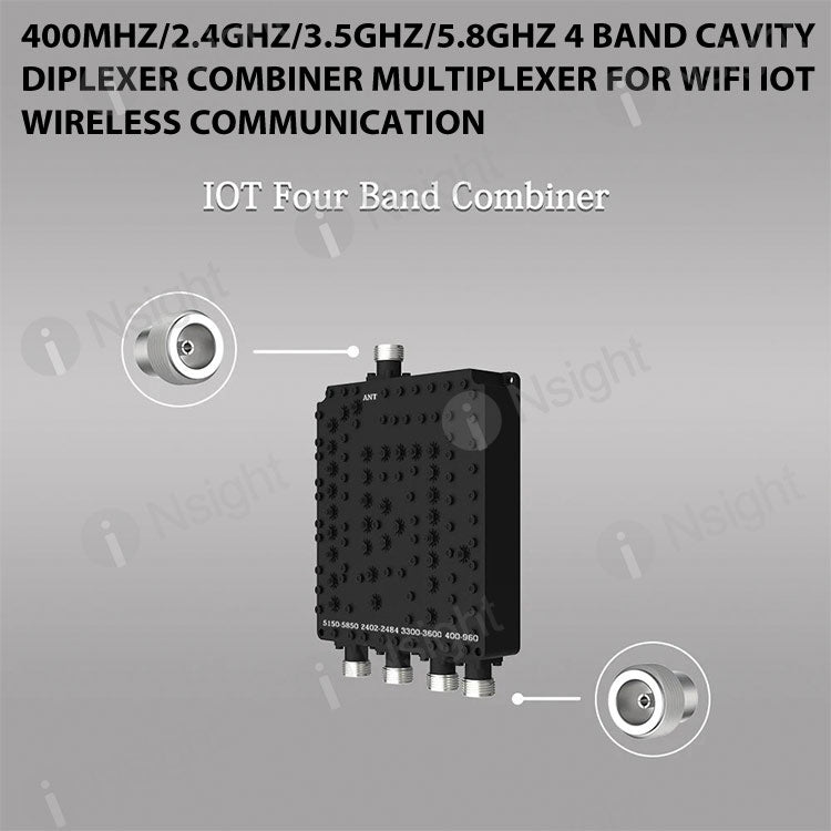 400MHz/2.4GHz/3.5GHz/5.8GHz 4 Band Cavity Diplexer Combiner Multiplexer For WiFi IOT Wireless Communication