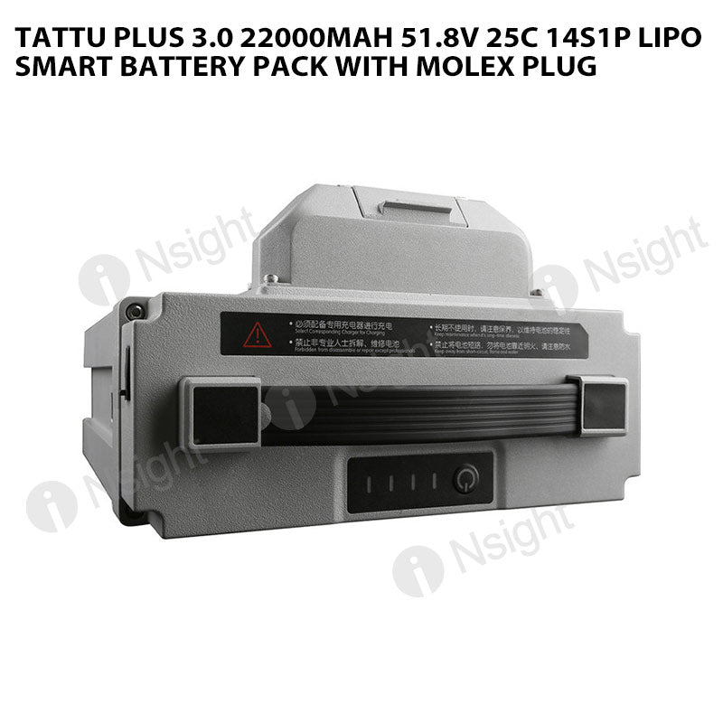 Tattu Plus 3.0 22000mAh 51.8V 25C 14S1P Lipo Smart Battery Pack With Molex Plug