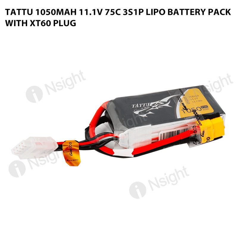 Tattu 1050mAh 3S 75C 11.1V Lipo Battery Pack With XT60 Plug