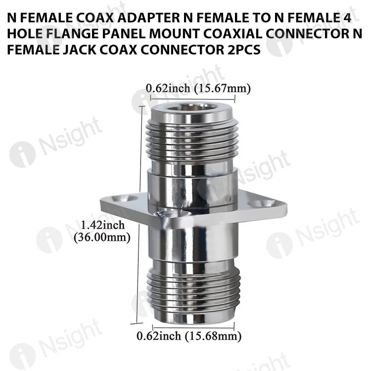 N Female Coax Adapter N Female To N Female 4 Hole Flange Panel Mount C n-female-coax-adapter-n-female-to-n-female-4-hole-flange-panel-mount-c