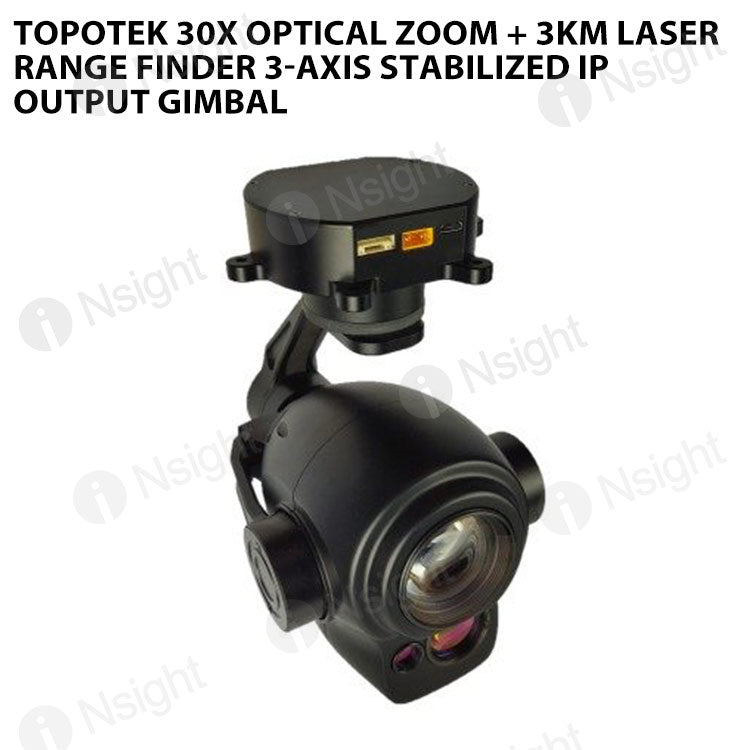 Topotek 30x optical zoom + 3km laser range finder 3-axis stabilized IP output gimbal