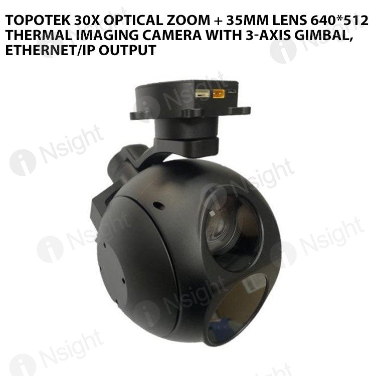 Topotek 30x optical zoom + 35mm lens 640*512 thermal imaging camera with 3-axis gimbal, Ethernet/IP output