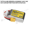 Tattu 850mAh 4S 130C 14.8V R-Line Version 4.0 Lipo Battery Pack With XT60 Plug