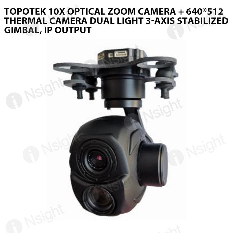 Topotek 10x Optical Zoom + 320*240 Thermal imaging Dual Light 3-Axis Gimbal, IP output