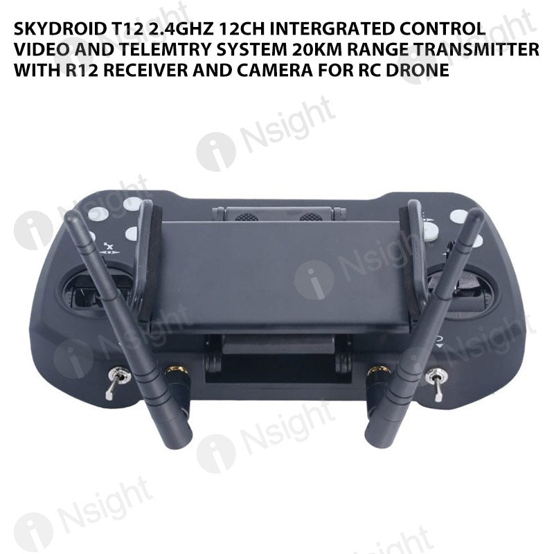 Skydroid T12 2.4GHz 12CH Intergrated Control Video and Telemtry System 20km Range Transmitter with R12 Receiver and Camera for RC Drone
