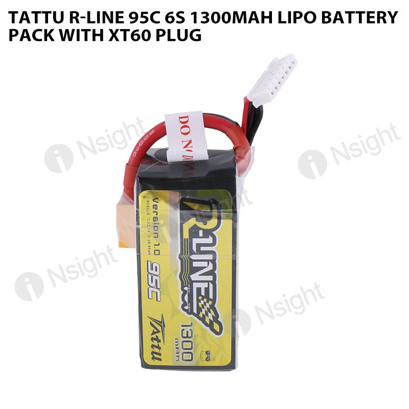Tattu 6S 1300mAh 95C R-Line Lipo Battery Pack With XT60 Plug