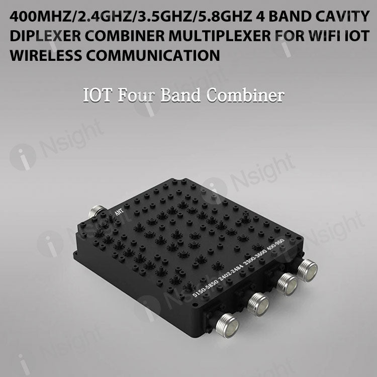 400MHz/2.4GHz/3.5GHz/5.8GHz 4 Band Cavity Diplexer Combiner Multiplexer For WiFi IOT Wireless Communication