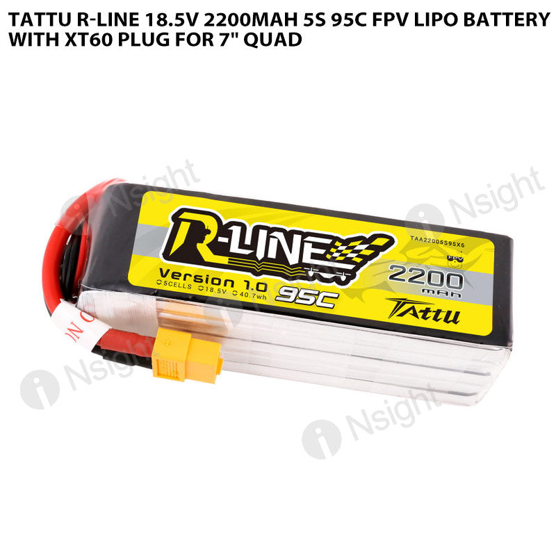 Tattu R-Line 18.5V 2200mah 5S 95C FPV Lipo Battery With XT60 Plug For 7