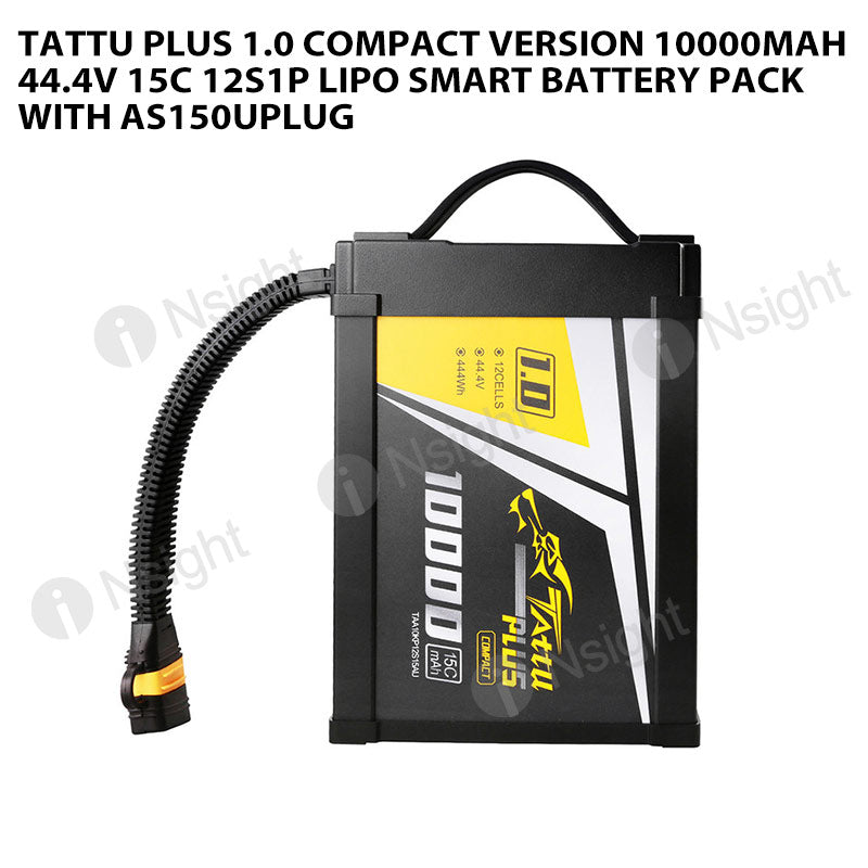 Tattu Plus 1.0 Compact Version 10000mAh 44.4V 15C 12S1P Lipo Smart Battery Pack With AS150UPlug