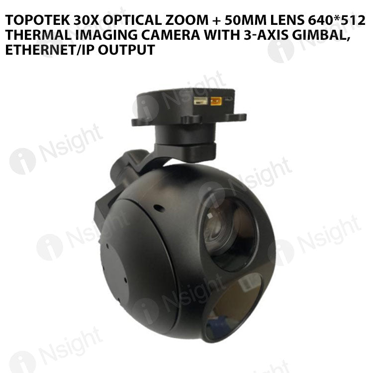 Topotek 30x optical zoom + 50mm lens 640*512 thermal imaging camera with 3-axis gimbal, Ethernet/IP output