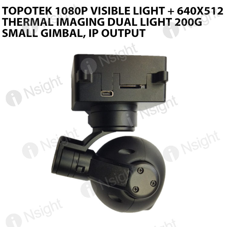 Topotek 1080P visible light + 640x512 thermal imaging dual light 200g small gimbal, IP output