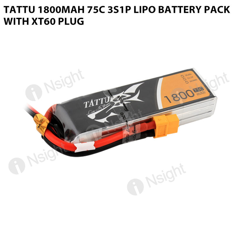 Tattu 1800mAh 3S 75C Lipo Battery Pack With XT60 Plug