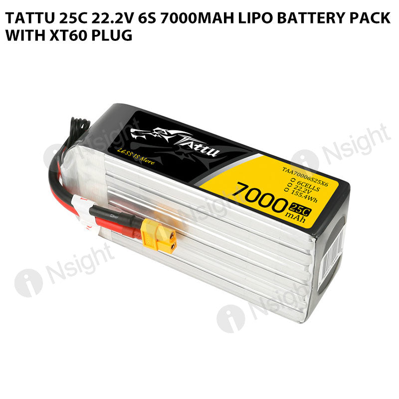 Batterie Tattu 6S LiPo 1400mAh 22,2V 120C – Connecteur XT60 – Pour Drone FPV Et Course RC