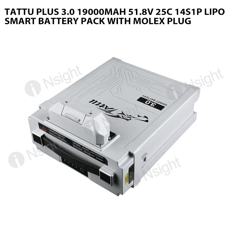 Tattu Plus 3.0 19000mAh 51.8V 25C 14S1P Lipo Smart Battery Pack With Molex Plug