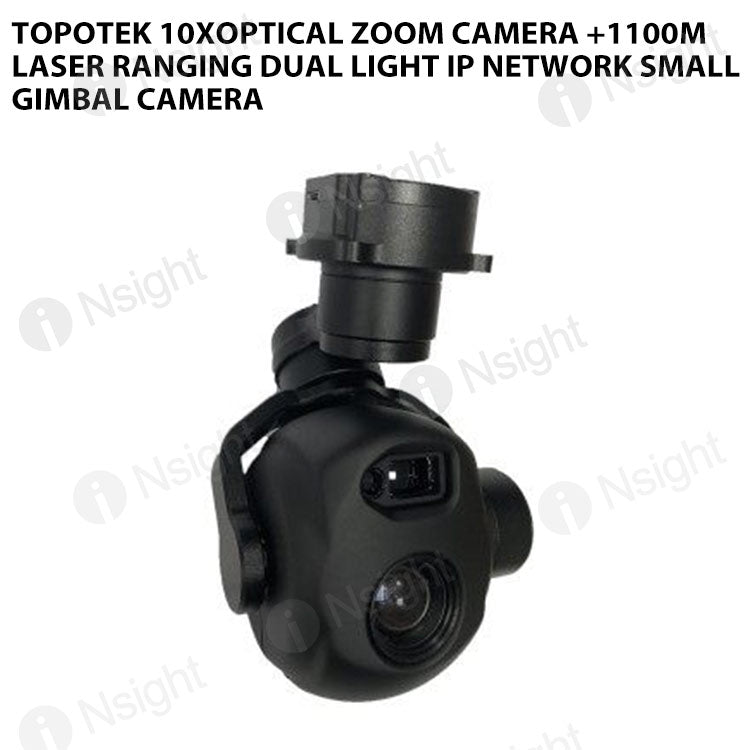 Topotek 10xOptical Zoom Camera +1100m Laser Ranging Dual Light IP network Small Gimbal Camera