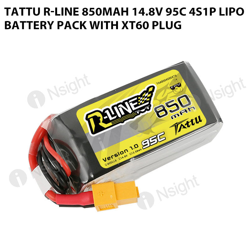 Tattu Batería Lipo 4S 850mAh 14.8V 95C Con Conector XT30 Para Drones FPV De 100-180mm