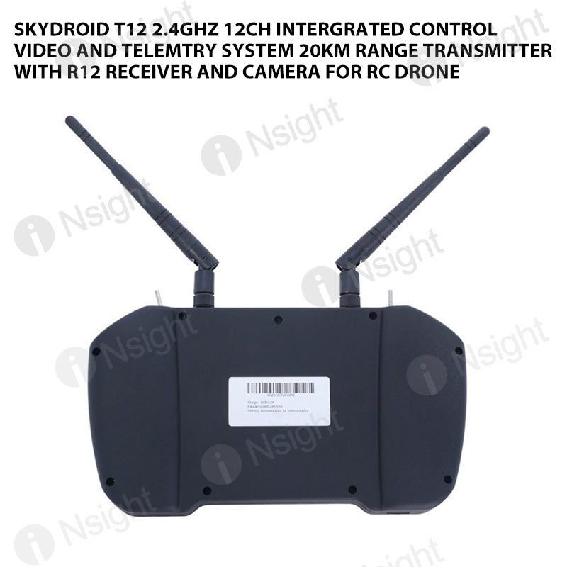 Skydroid T12 2.4GHz 12CH Intergrated Control Video and Telemtry System 20km Range Transmitter with R12 Receiver and Camera for RC Drone