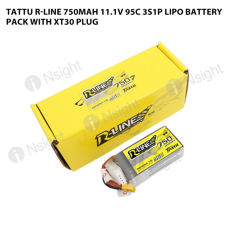 Tattu 750mAh 3S 95C 11.1V R-Line Lipo Battery Pack With XT30 Plug