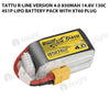 Tattu 850mAh 4S 130C 14.8V R-Line Version 4.0 Lipo Battery Pack With XT60 Plug