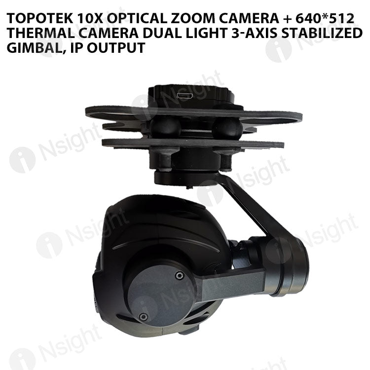 Topotek 10x Optical Zoom + 320*240 Thermal imaging Dual Light 3-Axis Gimbal, IP output