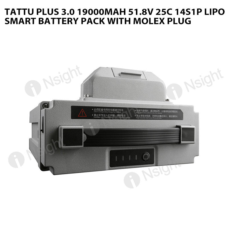 Tattu Plus 3.0 19000mAh 51.8V 25C 14S1P Lipo Smart Battery Pack With Molex Plug