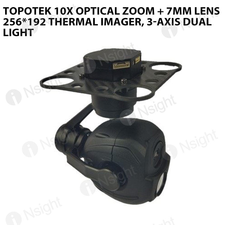 Topotek 10x optical zoom + 7mm lens 256*192 thermal imager, 3-axis dual light