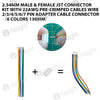 2.54MM Male & Female JST Connector Kit with 22AWG Pre-Crimped Cables Wire 2/3/4/5/6/7 Pin Adapter Cable Connector(6 Colors 130mm)