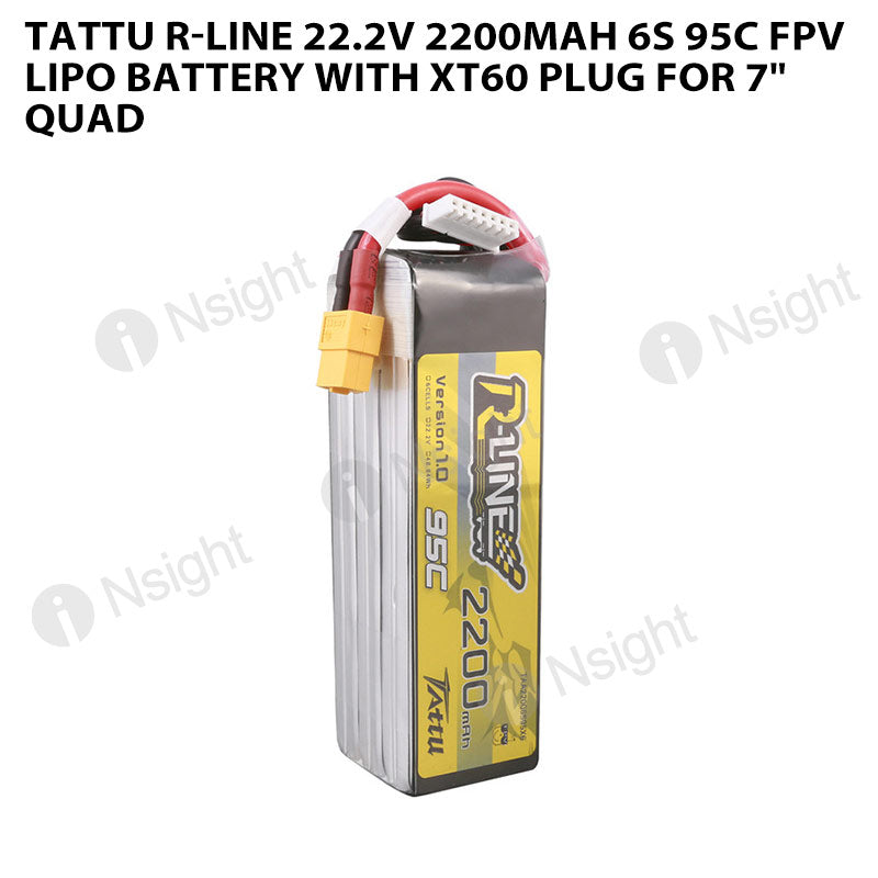 Tattu R-Line 22.2V 2200mah 6S 95C FPV Lipo Battery With XT60 Plug For 7