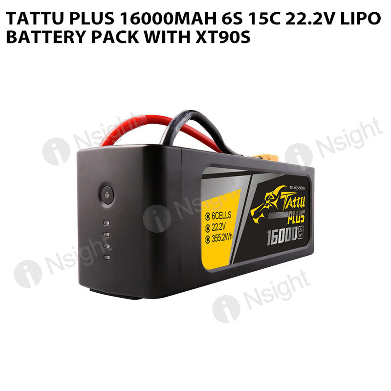 Tattu Plus 16000mAh 6S 15C 22.2V Lipo Battery Pack With XT90S