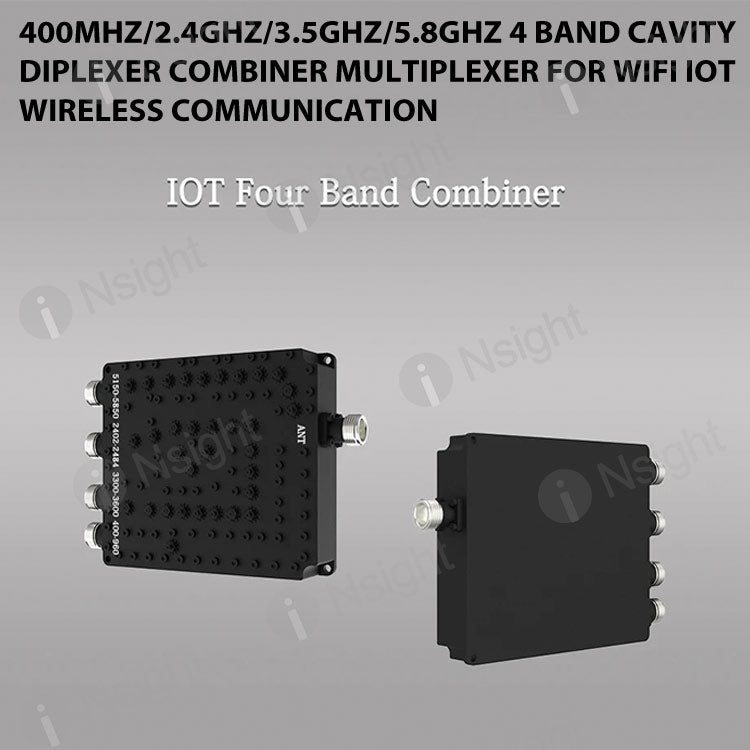 400MHz/2.4GHz/3.5GHz/5.8GHz 4 Band Cavity Diplexer Combiner Multiplexer For WiFi IOT Wireless Communication