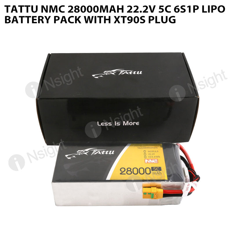Tattu NMC 28000mAh 22.2V 5C 6S1P Lipo Battery Pack With XT90S Plug