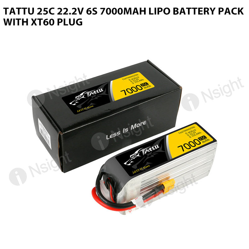 Tattu 6S 7000mAh 25C 22.2V Lipo Battery Pack With XT60 Plug