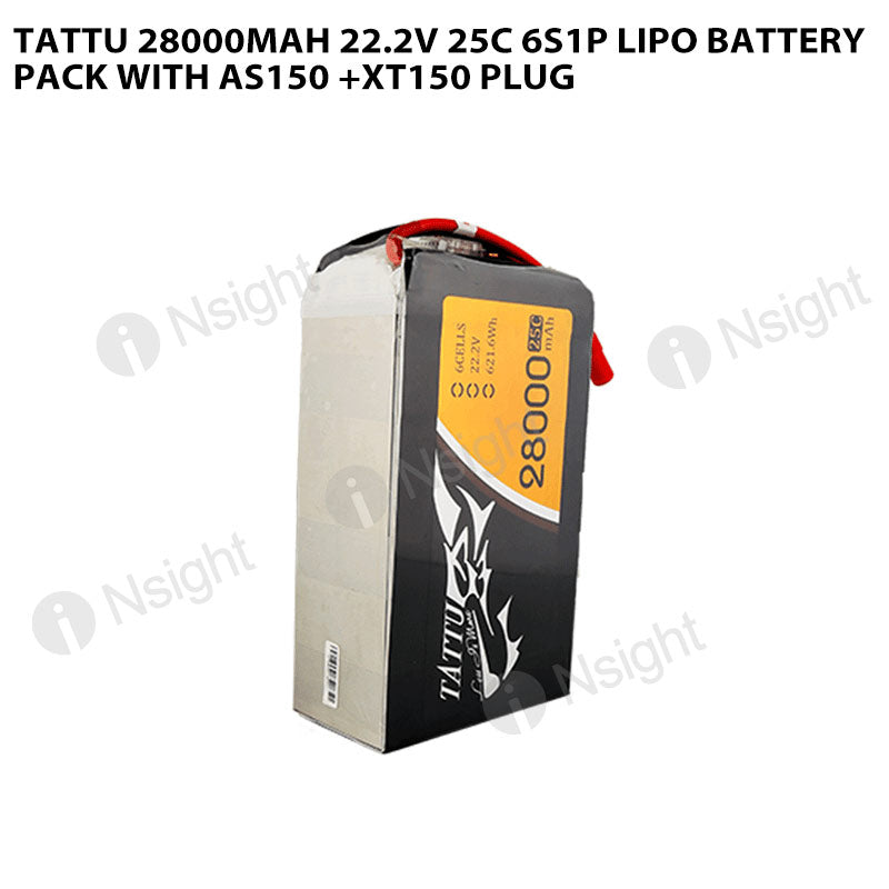 Tattu 28000mAh 22.2V 25C 6S1P Lipo Battery Pack With AS150 +XT150 Plug