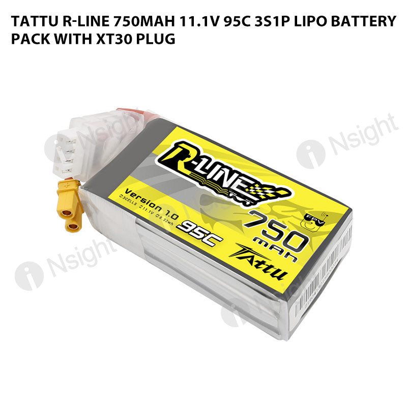 Tattu 750mAh 3S 95C 11.1V R-Line Lipo Battery Pack With XT30 Plug