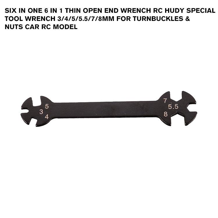 Six In One 6 In 1 Thin Open End Wrench RC Hudy Special Tool Wrench 3/4/5/5.5/7/8MM For Turnbuckles & Nuts Car Rc Model