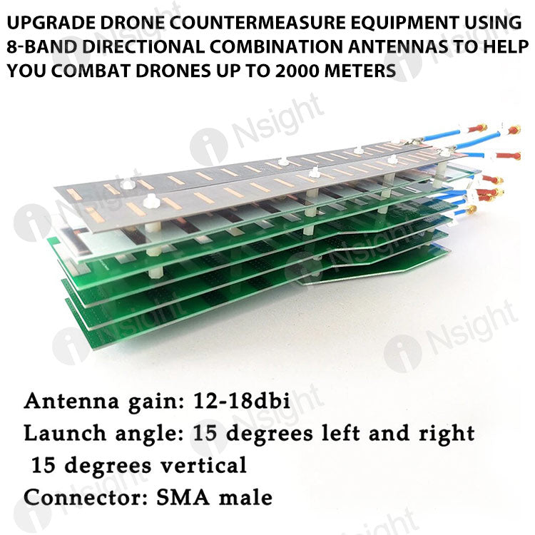 Upgrade drone countermeasure equipment using 8-band directional combination antennas to help you combat drones up to 2000 meters