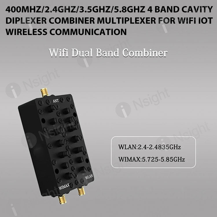 400MHz/2.4GHz/3.5GHz/5.8GHz 4 Band Cavity Diplexer Combiner Multiplexer For WiFi IOT Wireless Communication