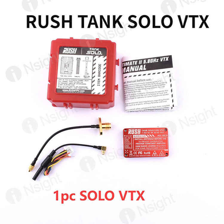 RUSHFPV RUSH TANK SOLO/MAX SOLO 2.5W 5.8GHz 48CH PitMode1.6W Adjustable VTX 2-6S Built-in Microphone CNC Cooling Shell forFPV Long Range