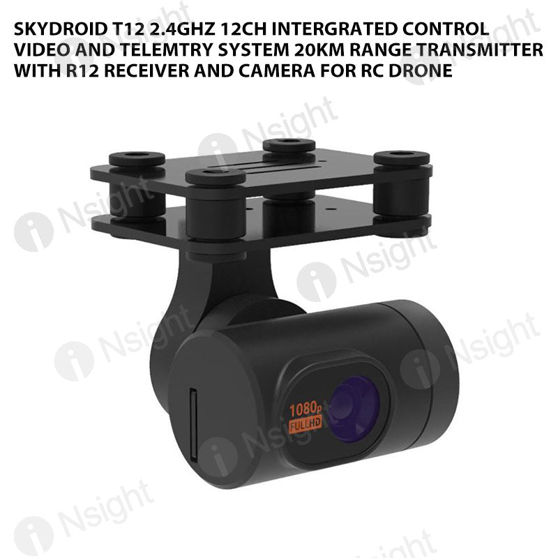Skydroid T12 2.4GHz 12CH Intergrated Control Video and Telemtry System 20km Range Transmitter with R12 Receiver and Camera for RC Drone