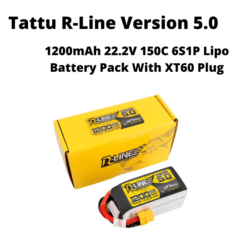 Tattu R-Line Version 5.0 1200mAh 22.2V 150C 6S1P Lipo Battery Pack With XT60 Plug