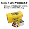 Tattu R-line Version 5.0 1400mAh 6S1P 22.2V 6S1P 150C Lipo Battery Pack With XT60 plug