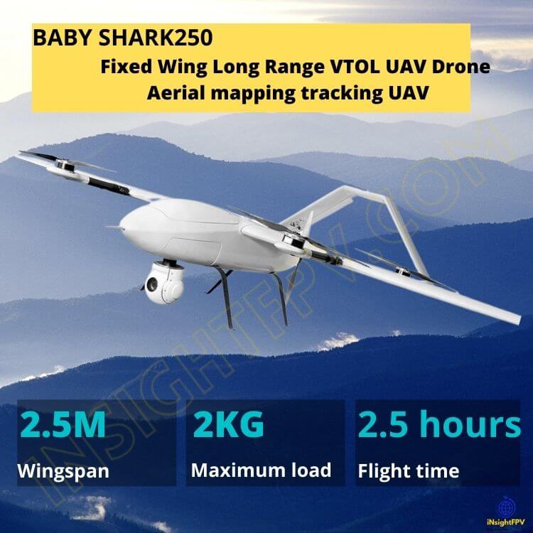 BABY SHARK250 Fixed Wing Long Range VTOL Drone Aerial mapping trac iNsightFPV